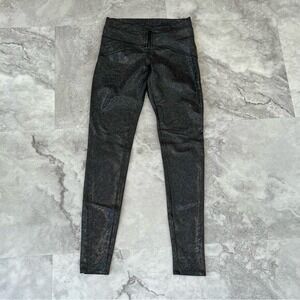 BEBE Black Holographic Sparkle Mermaid‎ Disco Leggings Small S 30AFT101R747